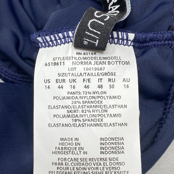 MiracleSuit Women’s Norma Jean Retro Ruching Bikini Bottom Navy Size 14 - Picture 3 of 9